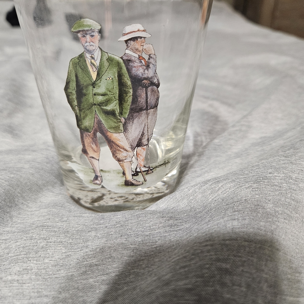 Vintage Glass with Illustrated Figures
